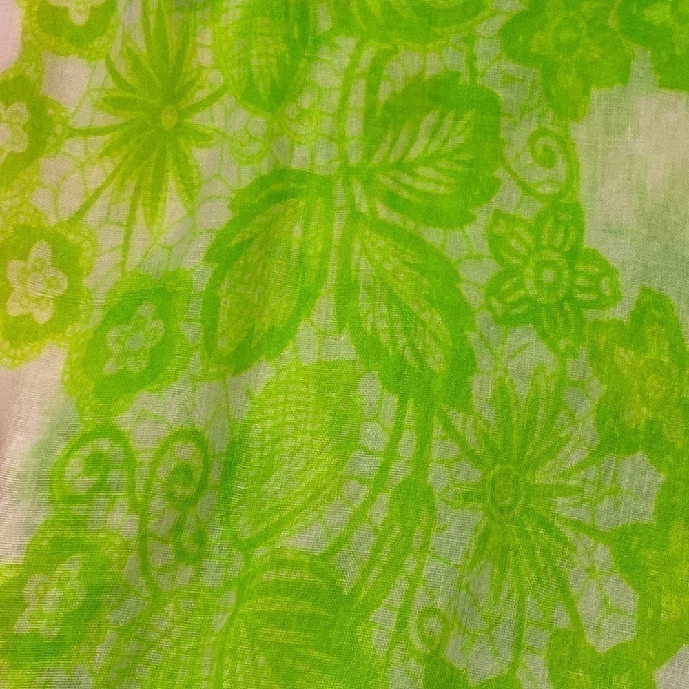 Lime Green Floral Scarf Lightweight Scarf Boho Chic Collegiate Whimsical - Picture 16 of 17